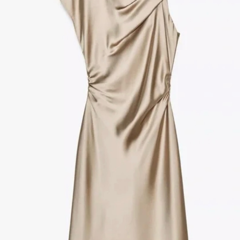ZARA Cream Maxi Satin Dress